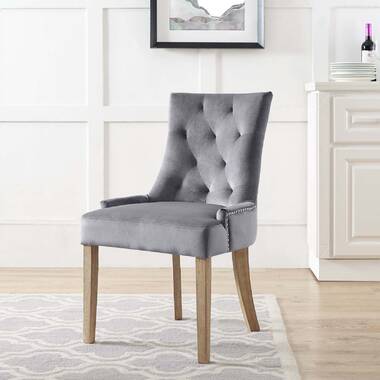 Grey velvet dining online chairs with oak legs